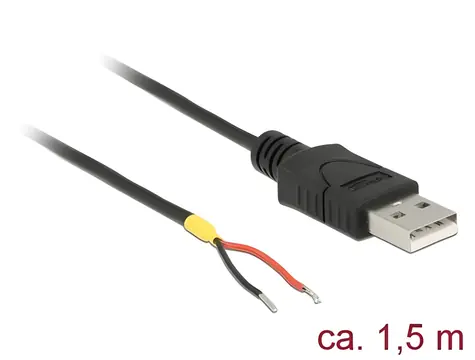 DeLock USB 2.0 Typ-A > 2x otevřený konec černý / Kabel / 1,5 m / USB 2.0