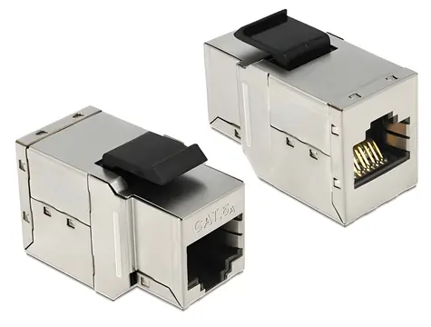DeLock / Keystone modul RJ45 samice-samice / Cat.6A / stříbrná