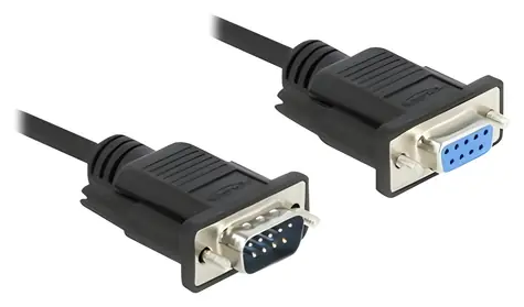 DeLock RS-232 Sub-D9 samec - Sub-D9 samice 2 m černá / Sériový kabel / PVC plášť