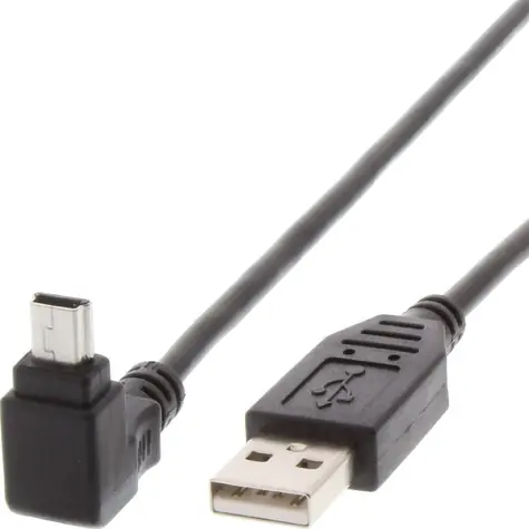 Techly USB-A - Mini-USB B 1,8 m černá / Kabel / USB 2.0 / úhlový konektor