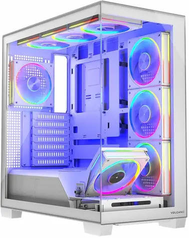 MODECOM Volcano Stellar ARGB 8F bílá / Skříň / ATX / 1x USB-C / 5x ARGB / bez zdroje
