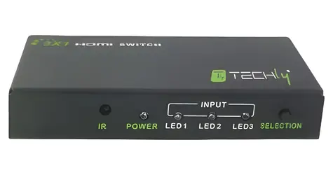 Techly IDATA-HDMI-4K31 černá / HDMI přepínač / 3x vstup - 1x výstup / 4K / dálkový ovladač
