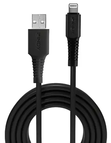 Lindy černá / Kabel / USB-A na Lightning / 1 m / MFi
