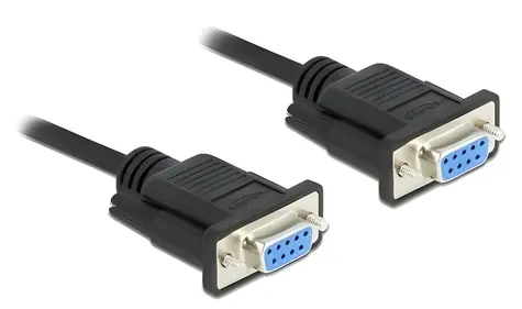 DeLock RS-232 Nullmodem / Sériový kabel / Sub-D9 samice - samice / 1 m / černá