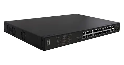 LevelOne FGP-2831 / Switch / 24x FE PoE+ / 2x GE / 2x SFP / 390W / 19