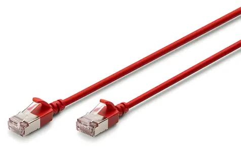 Digitus Cat6A Slim červená / Patch kabel / F/FTP / LSZH / 0,5 m / PoE+