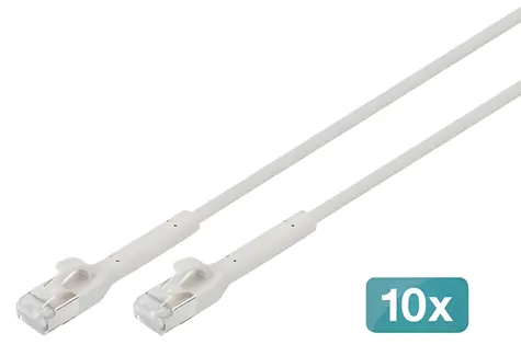 Digitus CAT 6A F/FTP šedá 2m / Zalomený patch kabel / AWG 32/7 měď / LSZH / 10 ks