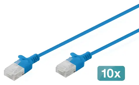 Digitus CAT6 U-UTP Slim modrý / Patch kabel / RJ-45 / 1 m / 10 ks / 250 MHz