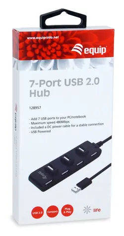 Equip 7-Port USB Hub černá / USB hub / 7x USB 2.0 / 480 Mbps / Plug & Play