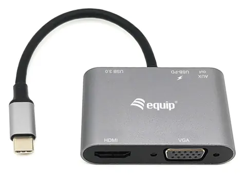 Equip Dock 5v1 USB-C / Dokovací stanice / HDMI 4K / VGA / PD 100W / USB 3.2 / 0,15 m