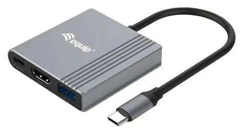 Equip USB-C 3v1 černá / USB-C adaptér / HDMI 4K/60Hz / USB-A 3.2 / PD 100W / kabel 0,25 m