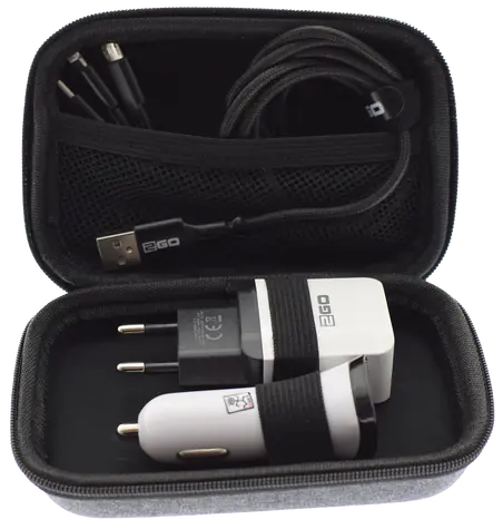 2GO All in One / Cestovní nabíjecí sada 3v1 / síťová a autonabíječka / kabel Micro-USB & USB-C & Lightning