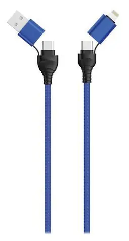 2GO černá, modrá / Nabíjecí kabel 4v1 / USB-A, USB-C - USB-C, Lightning / 1,2 m