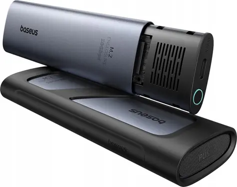 Baseus FlyJoy stříbrná / Externí box pro M.2 NVMe SSD / USB-C 3.2 Gen2 / 10 Gbps / do 8TB / hliníkový