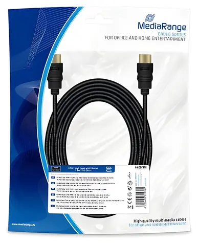 MediaRange MRCS211 černá / HDMI kabel / High Speed + Ethernet / 5m / zlacené konektory