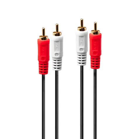 Lindy Audio kabel 2x RCA (M) - 2x RCA (M) 3 m černá / Audio kabel / Stereo / pozlacené konektory