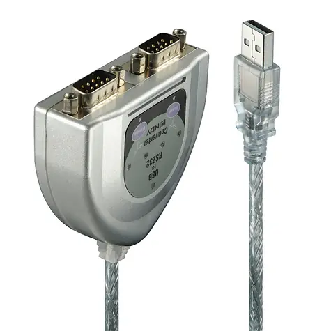 Lindy stříbrná / Převodník USB - sériový port / 2× RS232 / 0,6 m