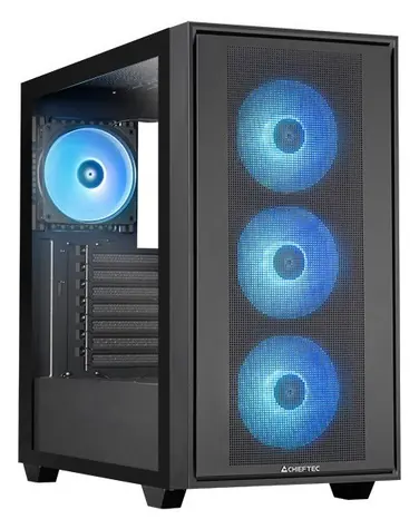 CHIEFTEC Hunter 3 GS-03B-OP černá / Skříň / ATX, E-ATX / Midi Tower / RGB / průhledná bočnice / bez zdroje