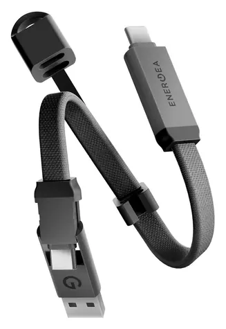 Energea Sheath Key 2v1 Gunmetal / Nabíjecí a datový kabel na klíčenku / USB-C / 60 W / 15 cm