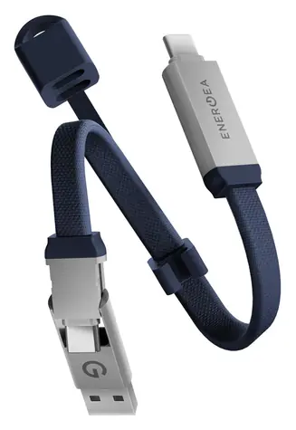 Energea Sheath Key 2v1 modrá / Nabíjecí a datový kabel na klíčenku / USB-C / 60 W / 15 cm