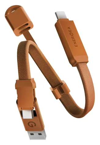Energea Sheath Key 2v1 oranžová / Nabíjecí a datový kabel na klíčenku / USB-C / 60 W / 15 cm
