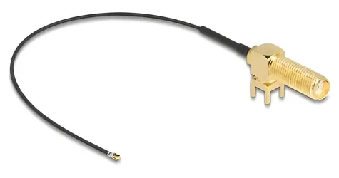 Delock RP-SMA - I-PEX MHF4 černá / Anténní redukce / 0,15 m / 50 Ohm / 2,4 GHz