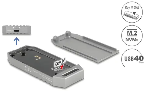 Delock USB4 šedá / Externí pouzdro pro M.2 NVMe SSD / 40 Gbps / hliník / bez nástrojů