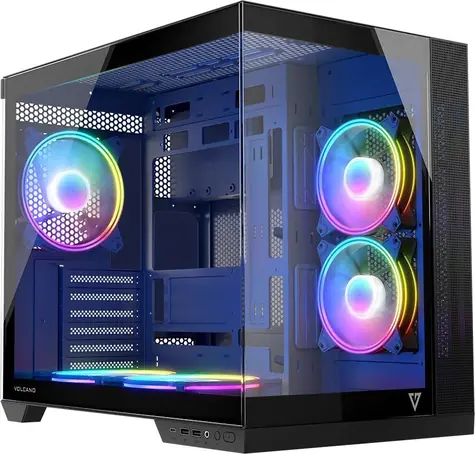 MODECOM Volcano Panorama Apex ARGB černá / Skříň / ATX / 1x USB-C / 2x USB 3.0 / 3x ARGB / bez zdroje