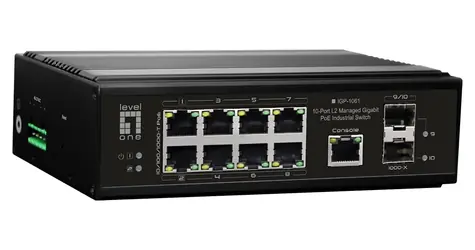 LevelOne IGP-1061 / Průmyslový switch / 8x GE PoE+ / 2x SFP / 360 W PoE / Managed L2 / DIN lišta
