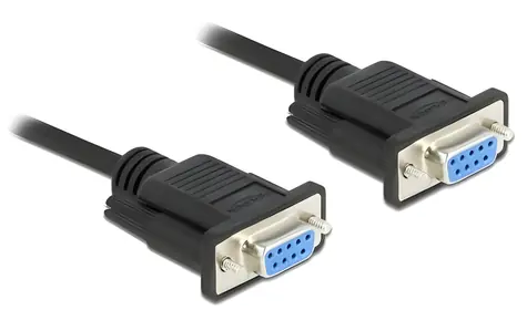 DeLock D-Sub9 samice-samice černá / Sériový kabel / Null modem RS-232 / 0,5 m