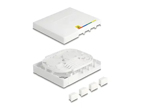 Delock LWL rozvodná krabice FTTH / Nástěnná montáž / 4x SC/LC / bílá