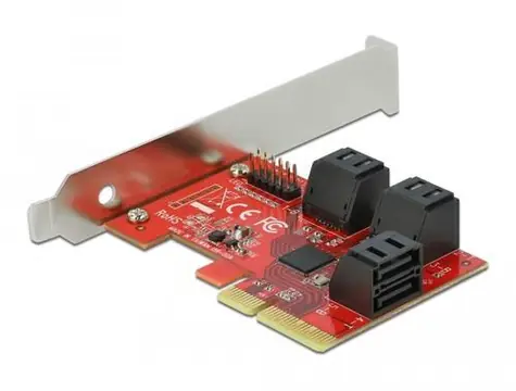 DeLock PCIe x4 Low Profile / PCI Express karta / 6x SATA III 6 Gb/s / Asmedia ASM1166