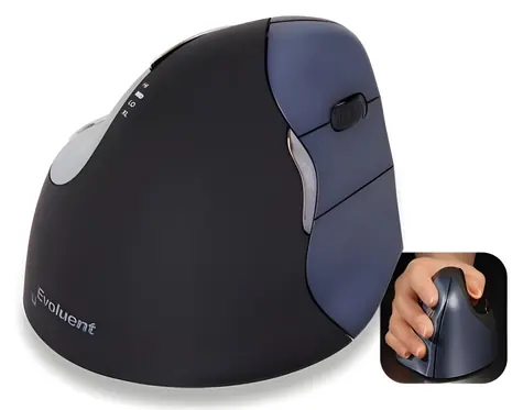 Evoluent VerticalMouse 4 Right Hand černá/modrá / Ergonomická bezdrátová myš / 2.4GHz / pro praváky