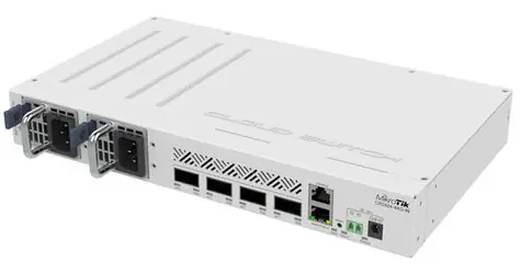 MikroTik CRS504-4XQ-IN / Cloud Router Switch / 4x QSFP28 100Gb/s / 1x GLAN PoE-in / RouterOS L5 / 1U rack