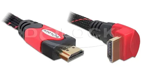 DeLock HDMI A (M) - HDMI A (M) 2 m 90° černá / HDMI kabel / s Ethernetem / 4K / 10,2 Gbit/s