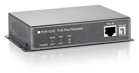 LevelOne PoE repeater černá / Síťový opakovač / 2x PoE FE / dosah 200 m / kaskádovatelný