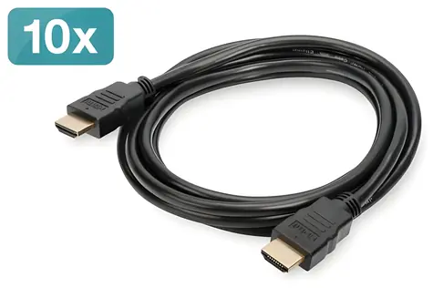 Digitus černá / HDMI kabel s Ethernetem / 2 m / 4K UHD 60 Hz / 10 ks v balení