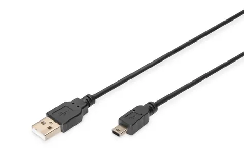 Digitus USB 2.0 A/mini-B černý / USB kabel / 1 m / Poniklované konektory