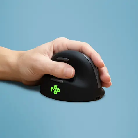 R-Go HE Vertical Mouse Left L černá/stříbrná / Ergonomická bezdrátová myš / Bluetooth / 2400 DPI / 5 tlačítek