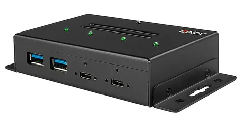 Lindy Metal Hub 4 Port černá / USB hub / USB-C / 4 porty / USB 3.2 Gen 2 / 10 Gbit/s