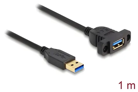 Delock USB-A (M) - USB-A (F) černá / Kabel / USB 3.2 Gen 1 5 Gbps / 1 m / pro vestavbu
