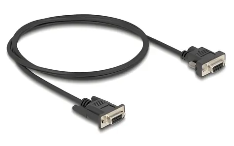 DeLock černá / Sériový kabel RS-232 / Sub-D9 (F) - Sub-D9 (F) / 1 m / napájení Pin 9