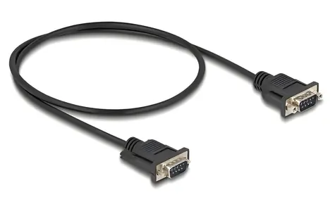 Delock RS-232 D-Sub9 (M) - D-Sub9 (M) 0,5 m černá / Sériový kabel / Rovné konektory / PVC plášť