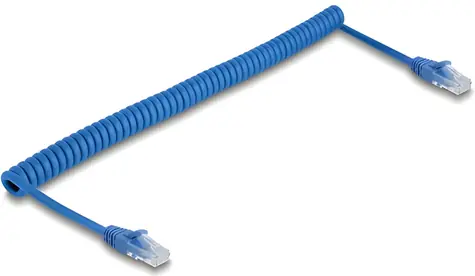 Delock / Síťový kabel / RJ45 Cat.6 UTP / spirálový / 0,8 m / modrý