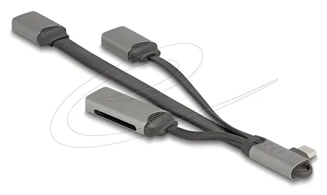 DeLock USB-C Hub / USB hub / USB 3.2 Gen 1 / 2× USB-A + čtečka SD a microSD