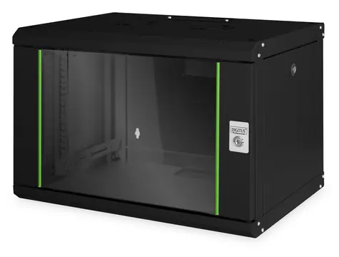 Digitus Unique černá / Nástěnný rack / 7U / 420x600x450 mm / skleněné dveře / IP20