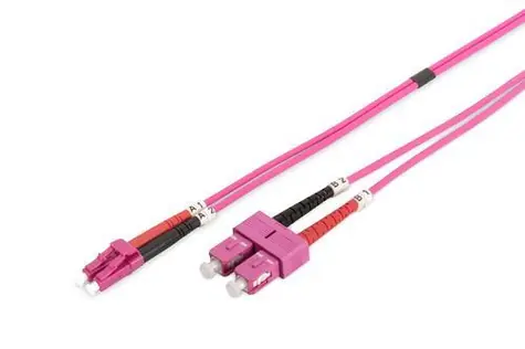 Digitus LC/SC OM4 fialová / Optický patch kabel / Multimode / Duplex / 50/125 µm / 3 m