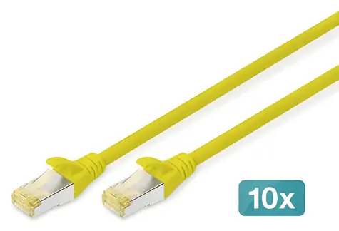 Digitus CAT6a S/FTP 1 m žlutý / Patch kabel / AWG 26/7 / Class EA / 500 MHz / 10 ks