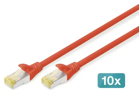 Digitus Cat6a S/FTP 2m červená / Patch kabel / 10 ks / AWG26 / RJ-45