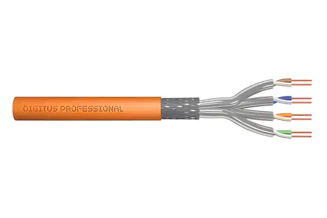 Digitus CAT 7 S/FTP oranžový / Instalační kabel / 1000 m / AWG 23/1 / LSZH / CPR Cca / 1200 MHz